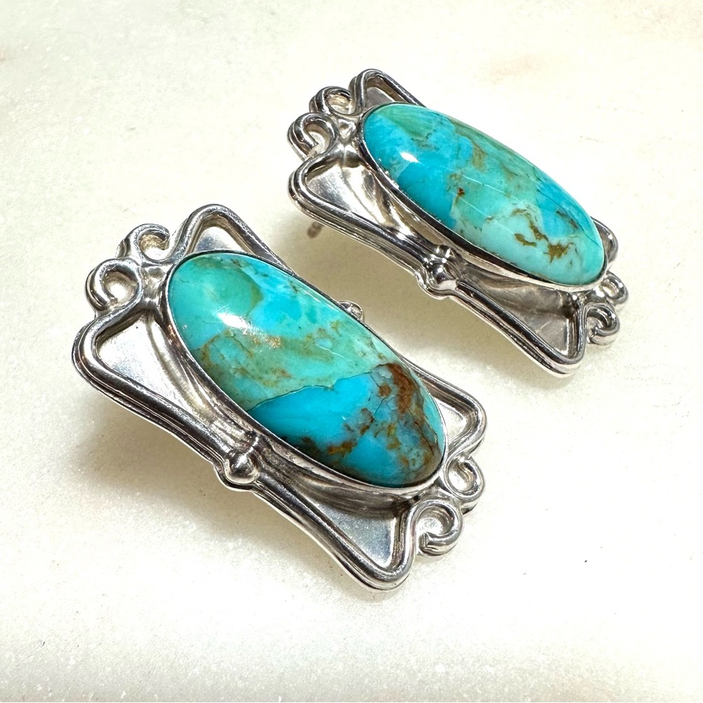 Jay King Turquoise Cabochon Scrollwork Sterling S… - image 2